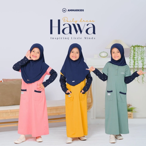 Hawa Dress Daily Gamis untuk Anak Perempuan 4 - 12 Tahun by Ammar Kids